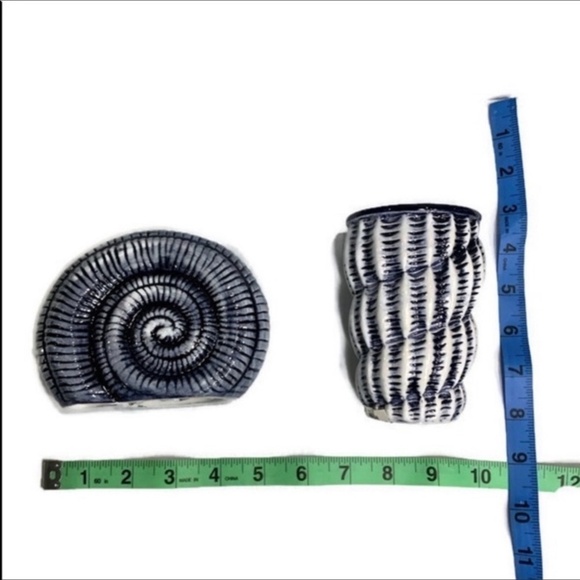 Nautical Beach Bathroom Coastal Ceramic Accessory Set of 3 - Picture 6 of 11